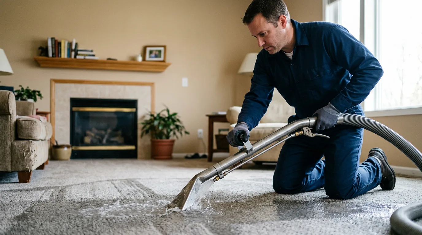 Water damage restoration technician working near Angelica, NY